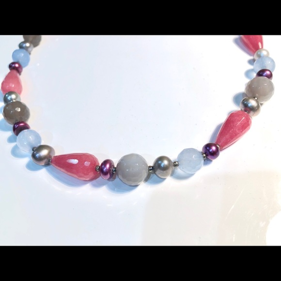 Kalifano Necklace With Gemstones & Genuine Pearls - Picture 5 of 8